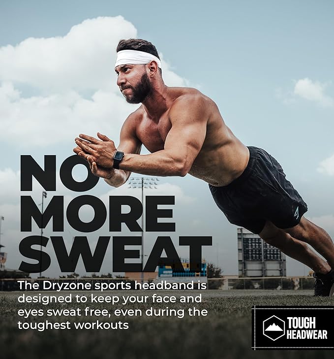 Tough Headwear Sport Headbands for Men - Workout Headbands for Women - Running Headband -Tennis Athletic Sweatband