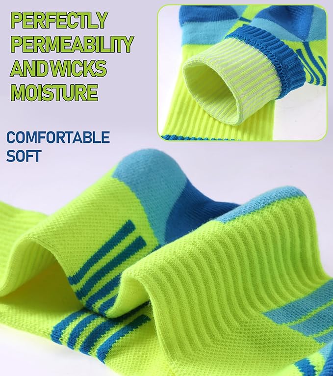 FNOVCO Women's Hiking Walking Running Crew Socks Thick Cushioned Athletic Compression Socks 5 Pairs