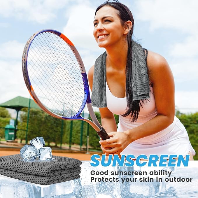 INNOLIFE 2 Pack Cooling Towels, Soft Breathable Ice Towel Chilly Towel for Sports, Gym, Fitness, Running, Hiking, Yoga - Black