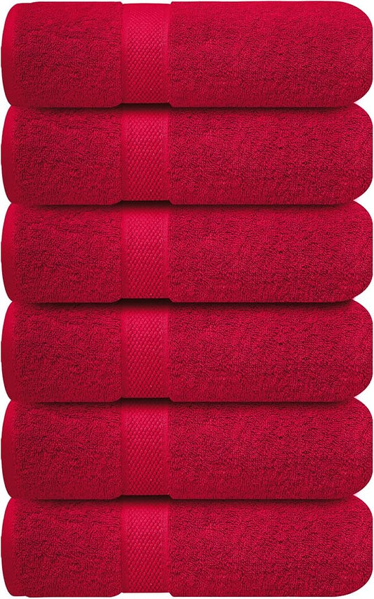 Infinitee Xclusives Burgundy Hand Towels for Bathroom - Set of 6 (16x28 inches) 600 GSM, 100% Cotton Ultra Soft, Quick Drying, Hotel Quality Hand Towel Set (Burgundy)