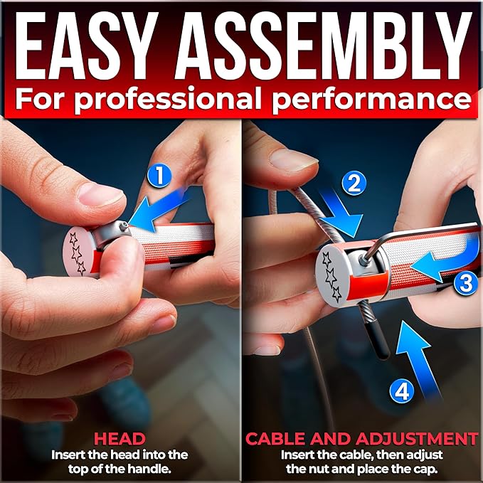 BARACUS Jump rope for women, men, kids | gym accessories for women | at home workout equipment | pesas para ejercicios en casa – Professional Speed Rope with Knurled Aluminum Handles & Hard Case