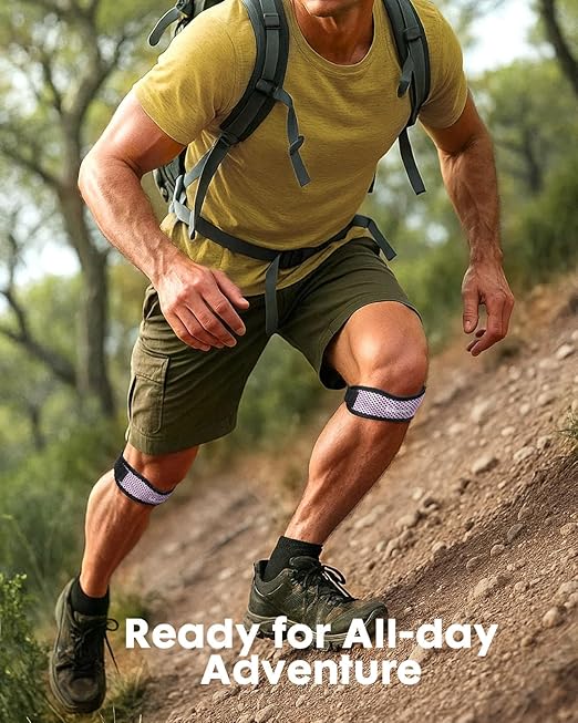 Knee Brace - 2Pack Adjustable Compression Brace with V-shaped Support Strip for Men Women Patella Band for Meniscus Injury Arthritis Pain Joint Support Strap for Workout, Purple