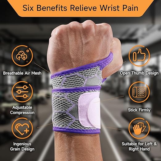 Sport Slim Wrist Wrap - Wrist Brace for Carpal Tunnel, Neoprene-Free Compression Wrist Support for Workout, Adjustable Wrist Guards Fit Right Left Hand (Saruk Grey, Pack of 1)