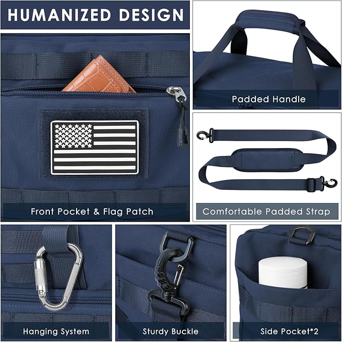 ETRONIK Travel Bag for Men Women, Gym Bag & Tactical Duffle Bags for Travel, Carry on with Toiletry Bag and Shoe Compartment, Weekender Overnight Trip with Wet Pocket for Workout Medical, Blue