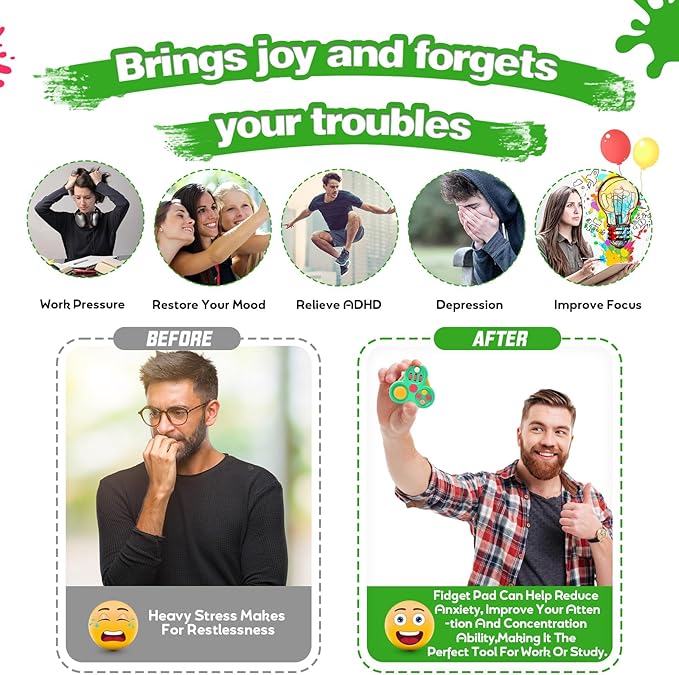 Fidget Toys for Adults,3PCS Fidget Pad Easter Basket Stuffers for Boys Girls,Sensory Toys Stress Relief Cube Clicker Controller,ADHD Autism Fidget Spinner for Office Desk Travel Games