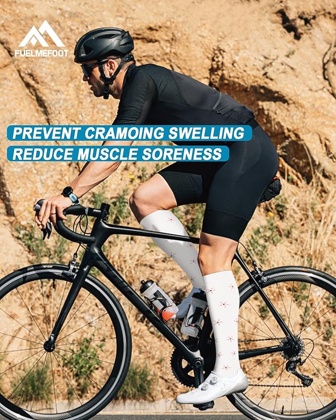 FuelMeFoot 6 Pairs Compression Socks for Women & Men 15-20mmHg Graduated Support Knee High Socks for Nurses, Travel, Athletic