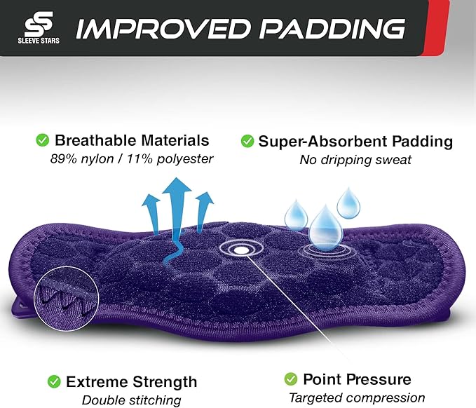 Sleeve Stars Tennis Elbow Brace for Women - Adjustable Tennis Elbow Strap, Golfers Elbow Brace for Men, Counterforce Brace for Tendonitis Relief, Fits 9"-23" (Single/Dark Purple)