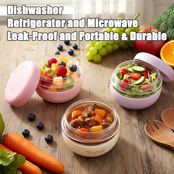 Tronco 16 oz Glass Food Storage Containers with Lids, Airtight, Leak & Spill Proof Glass Lunch Bowls for Meal Prep, Salad, Yogurt, Soup & Stew, Microwave & Dishwasher Safe, BPA-Free, Set of 4