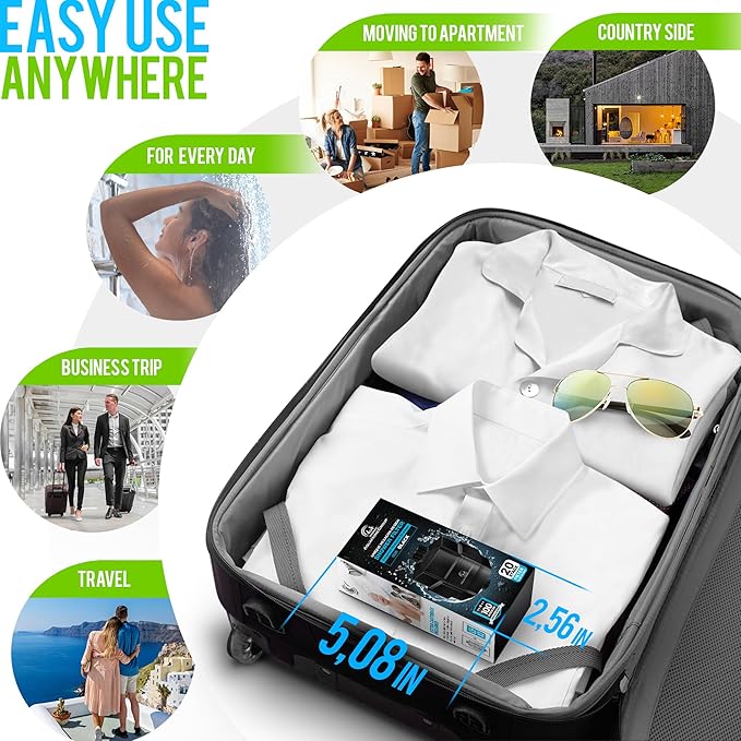 AquaHomeGroup 20 Stage Shower Filter for Hard Water - High Output Universal Shower Head Filter for Chlorine, Fluoride, Heavy Metals - Vitamin C E Shower Water Filter for Hair and Skin (Black)