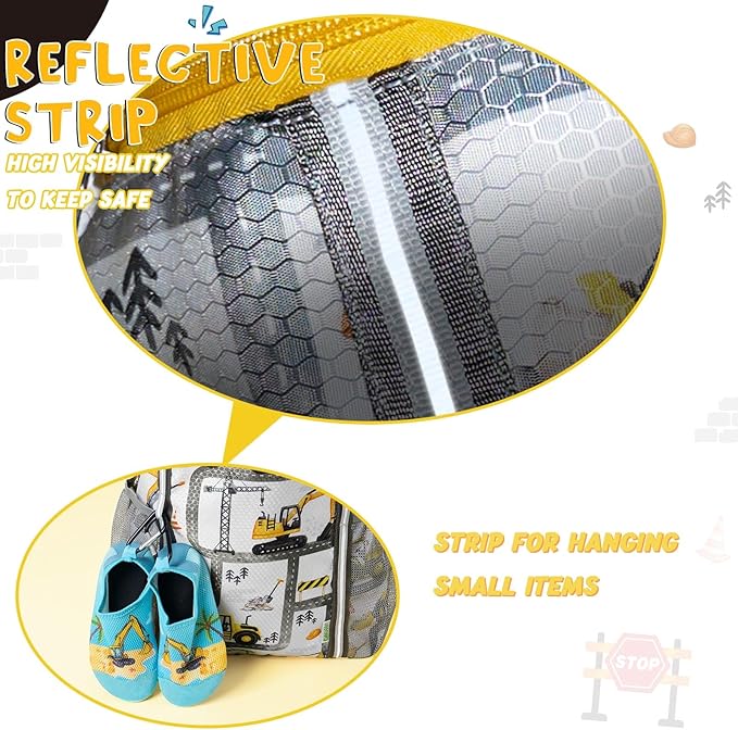 WAWSAM Kids Gym Drawstring Backpack String Bag, Truck Sports Gym Bag for Kids Boys Waterproof Swimming Beach String Cinch Backpack with Two Water Bottle Pocket