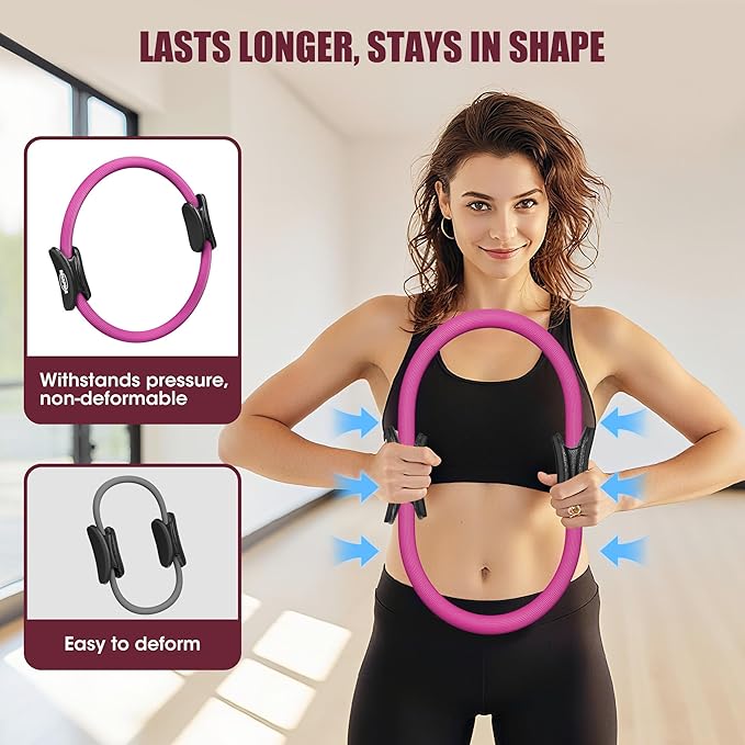 Pilates Ring Set - 14" Magic Circle with Yoga Ball & Resistance Bands – Home Workout Equipment for Women, Toning & Core Sculpting Essentials Kit