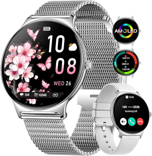 LIGE Smart Watch for Women, 1.43" AMOLED Smart Watches, 100+ Sports Modes Fitness Tracker, 5ATM Womens Waterproof Smartwatches with IP68/Sleep/Bluetooth Calling, Ladies Smartwatch for Android iOS