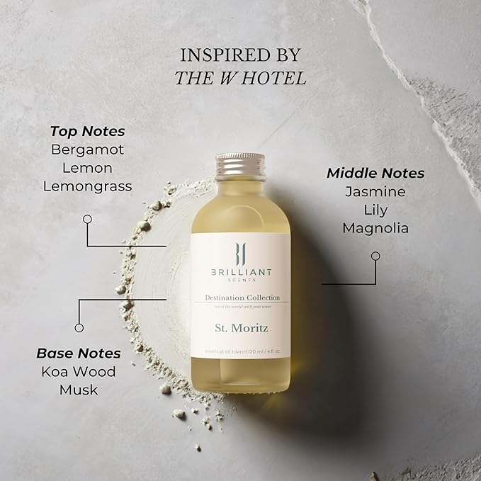 Fragrance Oil Set - Hotel Collection Diffuser Oil for Natural Aromatherapy - for Perfume, Home, Gym, Office, Candles - 16.9 FL OZ Size - St. Moritz
