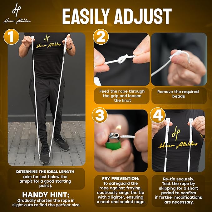 Honor Athletics 2.0 Beaded Jump Rope - Adjustable with Unbreakable Handles & Shatterproof Beads for Enhanced Fitness Training