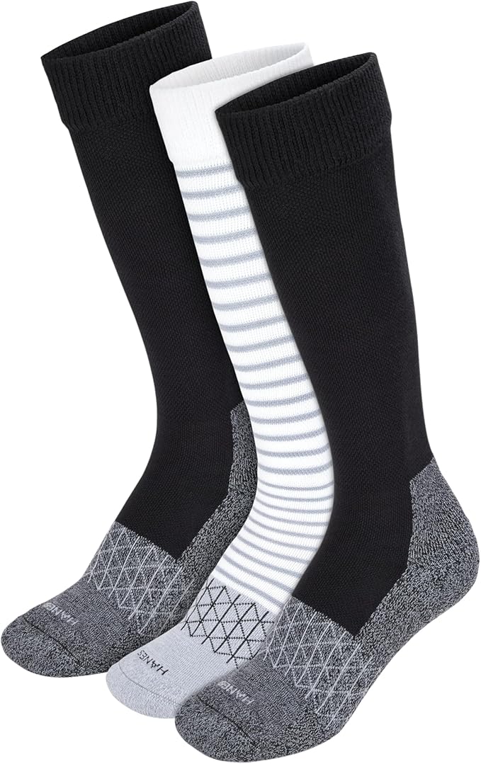Hanes Women's Over-the-Calf Socks w/ Mild Graduated Compression, Absolute Wellness Non-Binding Cushioned Socks, 3-Pack