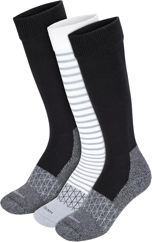 Hanes Women's Over-the-Calf Socks w/ Mild Graduated Compression, Absolute Wellness Non-Binding Cushioned Socks, 3-Pack
