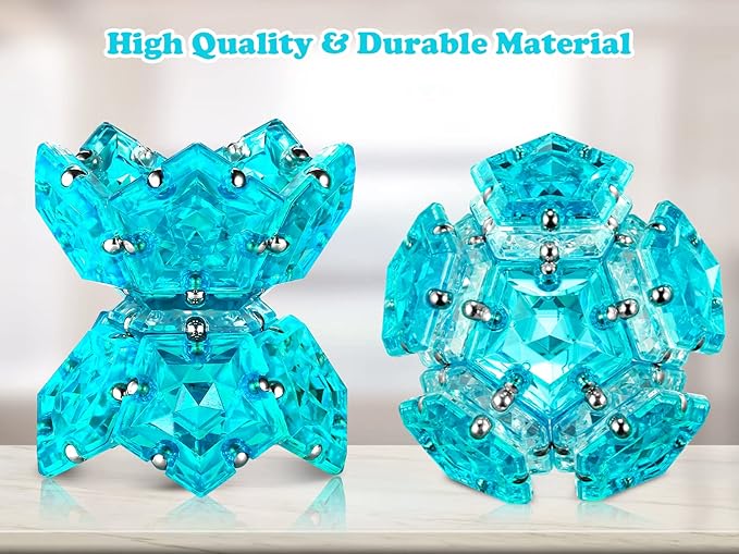 LAFFTRAK Magnetic Fidget Sphere Magnet Toys - Crystal Lake Blue - Magnets Sensory Toys - 12 Piece Set - Creativity Beyond Imagination, Inspirational, Recreational, Fun Desk Toy for Adults
