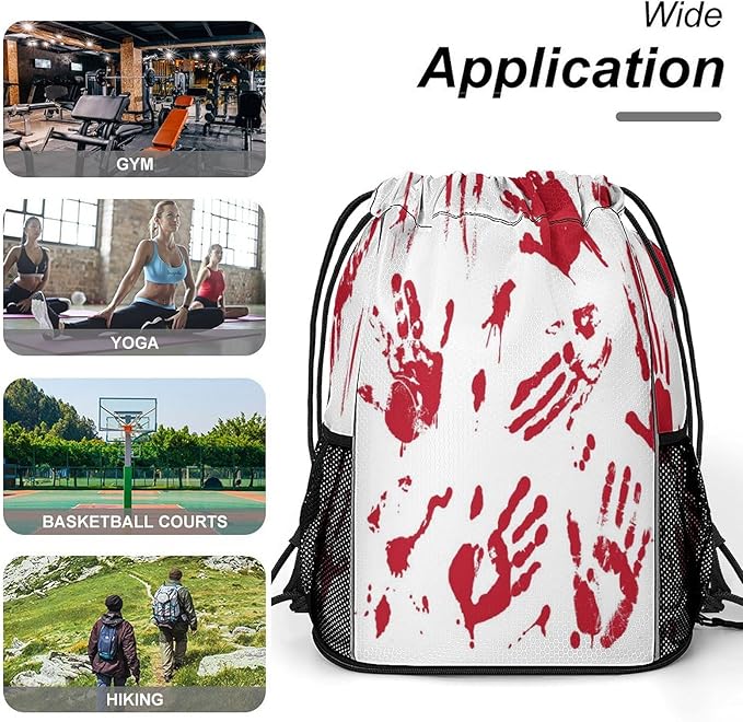 Hand Drawstring Backpack Gym Bag With Shoe Compartment String Bag Sport Beach Swimming Sackpack For Women Men