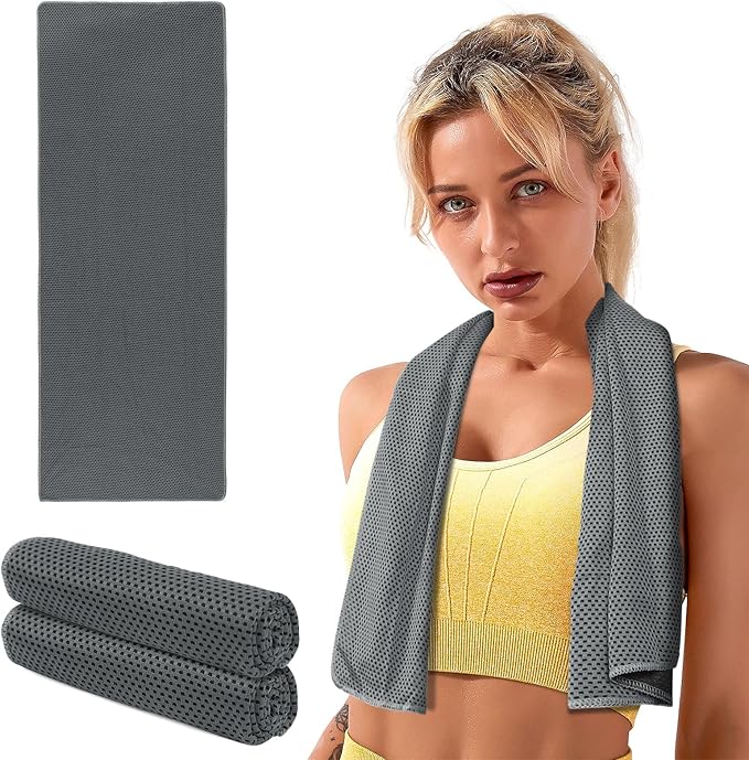 INNOLIFE 2 Pack Cooling Towels, Soft Breathable Ice Towel Chilly Towel for Sports, Gym, Fitness, Running, Hiking, Yoga - Black