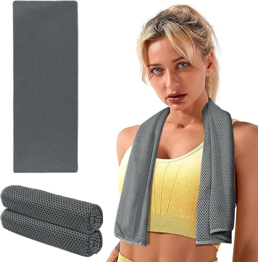 INNOLIFE 2 Pack Cooling Towels, Soft Breathable Ice Towel Chilly Towel for Sports, Gym, Fitness, Running, Hiking, Yoga - Black