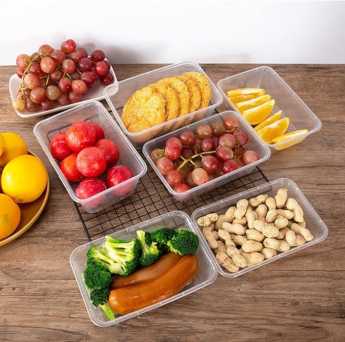 Meal Prep Containers,50 Pack 1 Compartment Food Storage Containers with Lids,Disposable Bento Box Reusable Plastic Lunch Box Kitchen Food Take-Out Box Microwave Dishwasher Freezer Safe(34 oz)