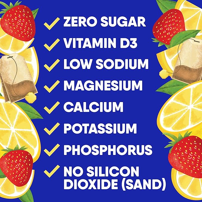 GoHydrate Instant Hydration Powder Packets - Low Sodium Electrolytes Drink Mix - Natural Hydration Support, Sugar Free Electrolyte Flavored Powder Drink with Vitamin D, 30 Packs, Lemonade