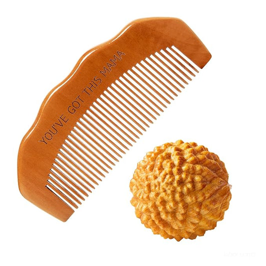 Birth Comb Acupressure Massage Ball Set - Wooden Labor Comb Natural Labor and Delivery Essentials, Mom to Be Gift, New Mom Gifts for Labor Pain Relief