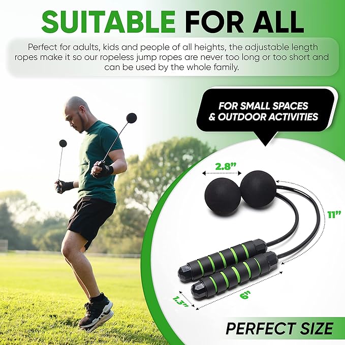 Weighted Cordless Jump Rope - Adjustable Length Ropes Ropeless Jump Rope For Beach Body - Eliminate Dad Bod With Indoor Jumprope - Cordless Jumping Rope Great For Improving Fitness In Small Spaces