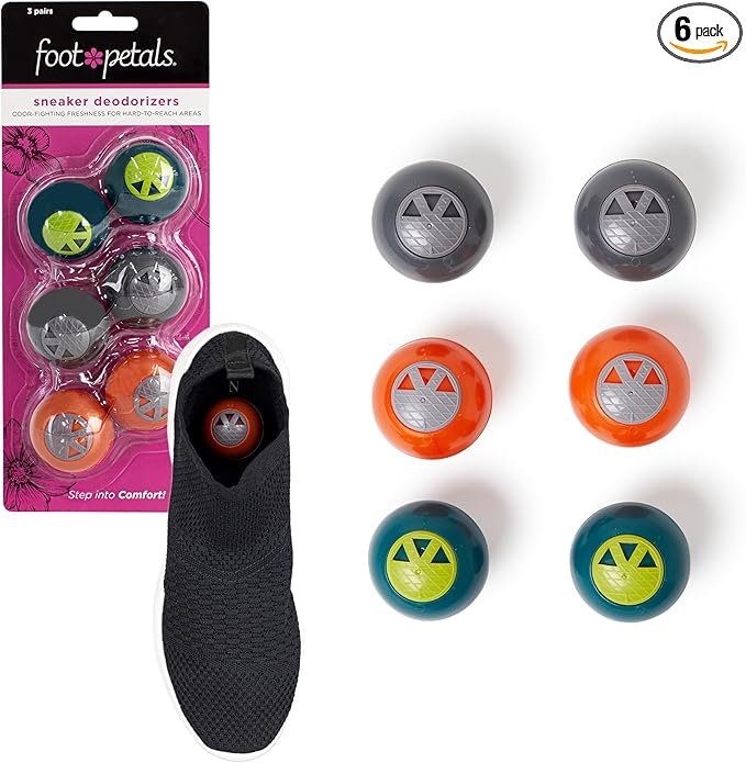 Foot Petals Sneaker Deodorizers - Freshener Balls For Shoes, Gym Bags, Lockers, or Drawers, 3-Pack, Neutral