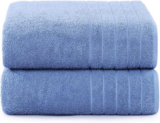 Casa Platino 2 Pack Bath Sheet Sets, 36"x72" Hotel Towels, 100% Cotton, Quick Dry, Soft - Cerulean Blue
