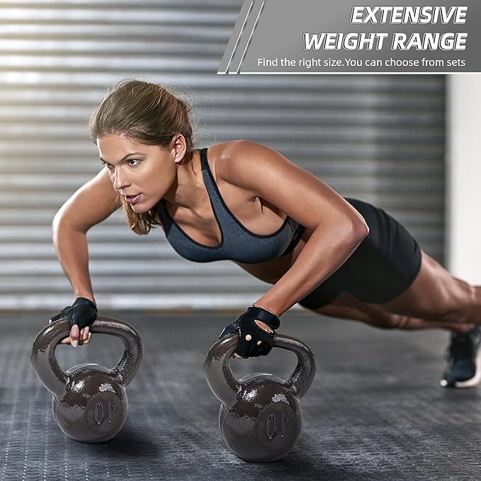 Cast Iron Kettlebell Weights for Home Gym, Heavy Duty Strength Training, Workout Equipment for HIIT, Functional Fitness