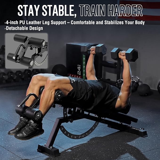 Mikolo 1200LB Weight Bench, Adjustable Workout Bench with Detachable Leg Support, Vertical Storage Space-Saving Exercise Bench for Home Gym, Incline Flat Decline Sit Up Bench for Full Body Fitness