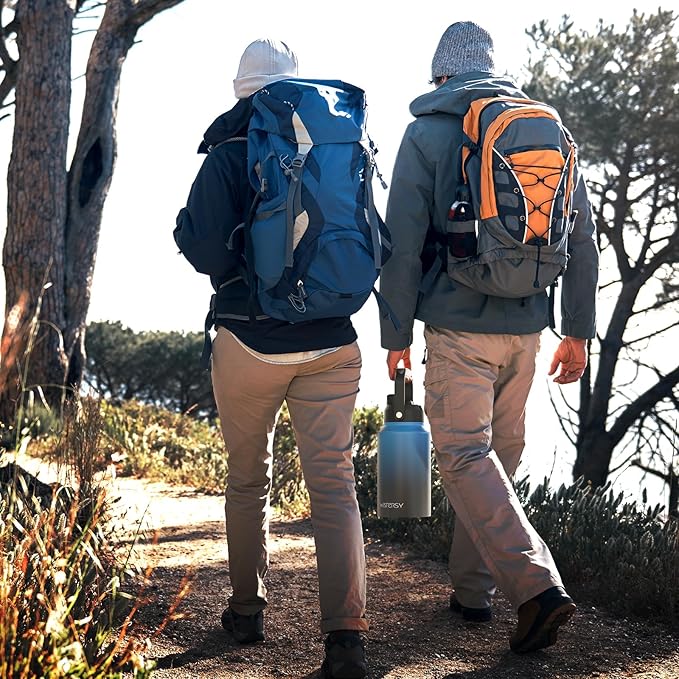 2/3 Gallon Water Bottle Insulated(Cold for 48 Hrs),BPA Free&Leak Proof,87oz Stainless Steel Water Jug/Flask,Big thermo,Large Water Bottle with Handle for Gym,Hiking,Camping,Gradient Blue