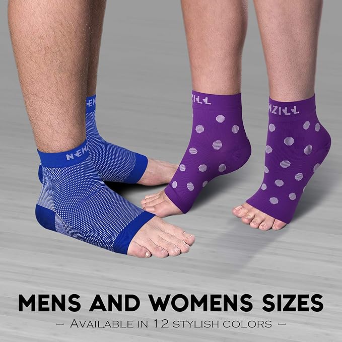 NEWZILL Plantar Fasciitis Socks with Arch Support, Best 24/7 Foot Care Compression Sleeve, Eases Swelling & Heel Spurs, Ankle Brace Support, Increases Circulation (S/M, Purple w White Dots)