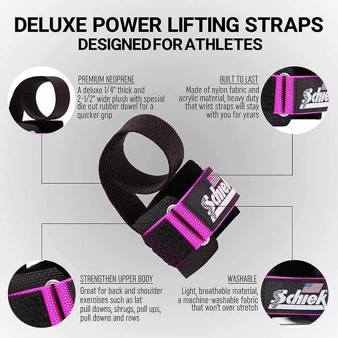 Schiek Sports 1000-PLS Deluxe Power Lifting Wrist Straps - Weight Lifting Wrist Wraps