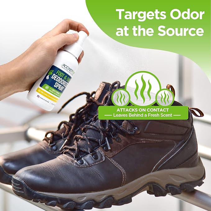 Rocket Pure Natural Foot & Shoe Deodorizer Spray - Foot Spray for Smelly Feet & Shoe Spray for Smelly Shoes - Removes, Controls & Prevents Odors - Made with Essential Oils - Made in USA (Lemon, 4oz)