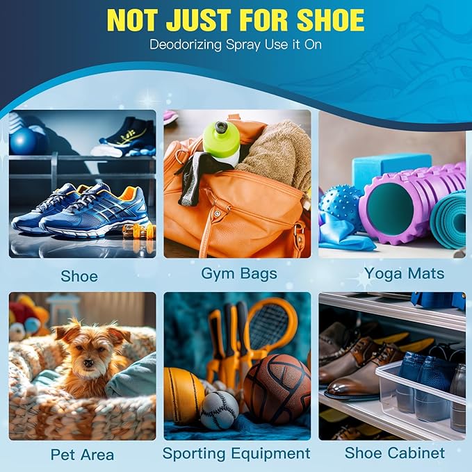 Shoe Deodorizer Spray –gym bag deodorizer,cleat deodorizer soccer,boot smell eliminator,climbing shoe deodorizer,Long-Lasting Freshness, Quick-Drying, Non-Staining
