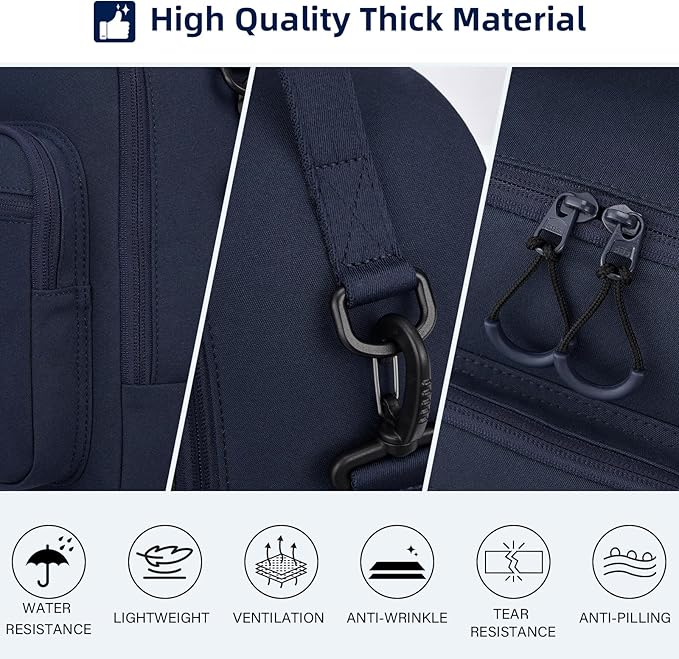 Insulated Lunch Bag with Adjustable Shoulder Strap, Lunch Box for Women Men, Reusable Portable Lunchbox for Office Work Picnic (Navy Blue)