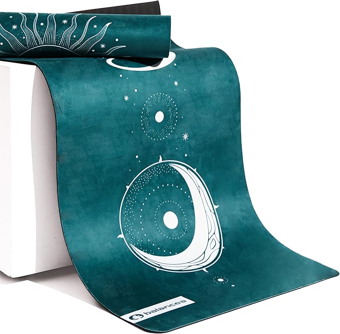 Yoga Mat 5mm Non Slip Suede & TPE - Eco-Friendly Fitness & Exercise Mat for Home Gym, Pilates, Gaiam, Hot Yoga, and Meditation - Lightweight Durable 72 x 24 inch Workout Mat for Women & Men