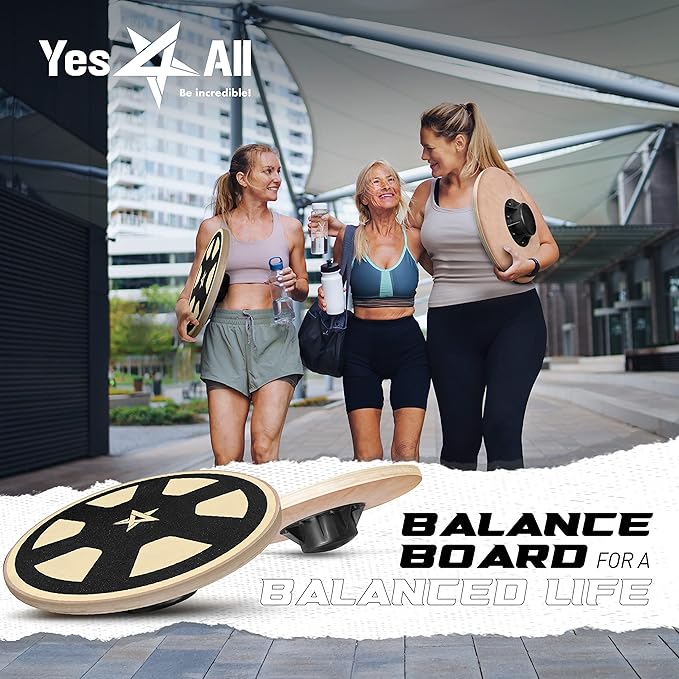 Yes4All Versatile Wooden Wobble Balance Board, Balance Trainer for Mobility Training, Standing Desk, Core Training, Exercise Balance Stability Trainer