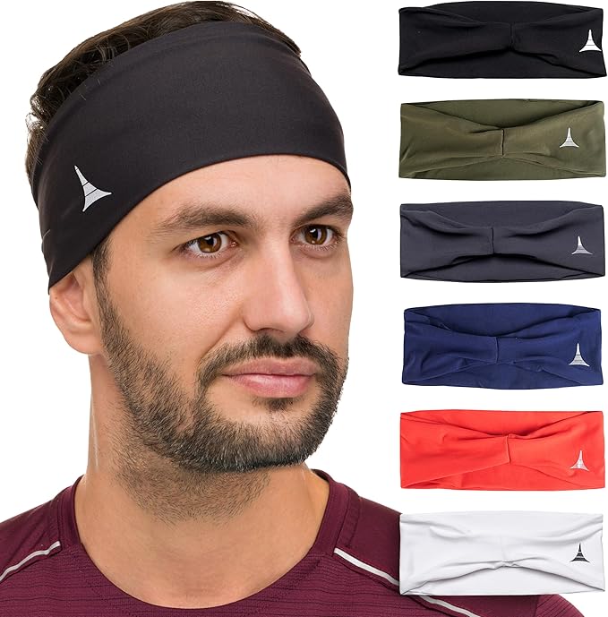 French Fitness Revolution - Stretchy Sports Headband for Men & Women - Guys Sweatband for Running, Cycling, Basketball, Yoga, Fitness - Moisture Wicking Workout Hairband - Made in Europe