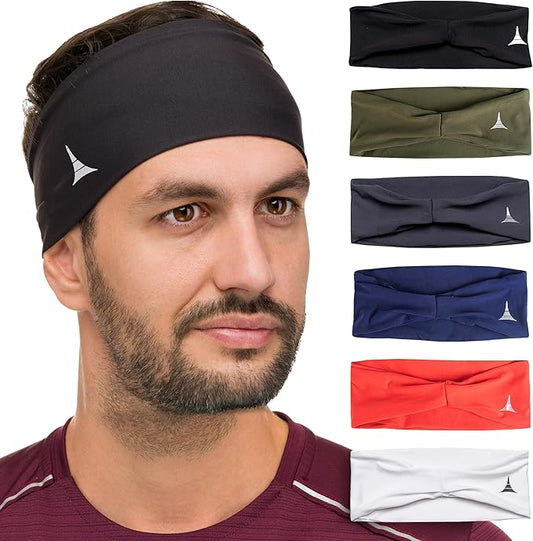 French Fitness Revolution - Stretchy Sports Headband for Men & Women - Guys Sweatband for Running, Cycling, Basketball, Yoga, Fitness - Moisture Wicking Workout Hairband - Made in Europe