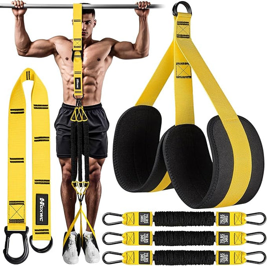 Pull Up Assistance Bands, Adjustable Heavy Duty Resistance Band for Pull Up, 3 Pull Up Bands, Comfortable Fabric Feet/Knee Rest, Assistance Bands for Pull-Up, Home Fitness, Body Stretching