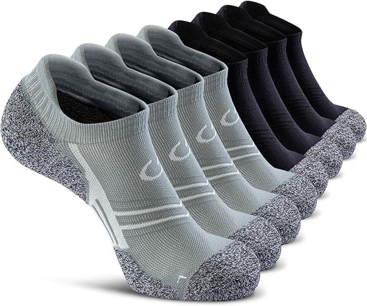 CWVLC No Show Sports Compression Socks for Men Women with Cushion (4/8 Pairs)