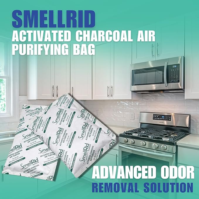 SMELLRID Reusable Activated Charcoal Air Purifying Bag & Smell Remover That Works [2 Pack] - X Large 250g (6" x 6") Pack Treats 125 Sq. Ft. - Premium Natural Odor Eliminator for Home, Car & More