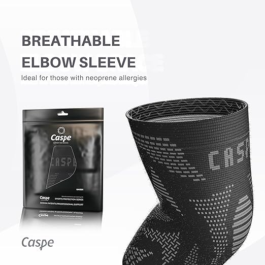 Caspe 2 Pack Elbow Compression Sleeve for Men & Women – Tennis Elbow Brace, Arm Support & Pain Relief for Tendonitis, Bursitis, Weightlifting, Golf & Sports – Breathable, Non-Slip (Black, X-Large)