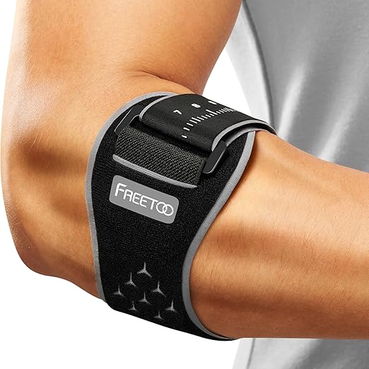 FREETOO Tennis Elbow Brace for Men Women for Tendonitis Relief Treatment, Tennis Elbow Strap with Gel Pad, Golfers Elbow Brace for Men for Pain, Forearm Brace for Medial Epicondylitis Grey S/M