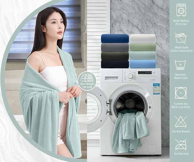 Extra Large Bath Sheet 4 Piece (35"x70")-Ultra Soft Oversized Bath Towel,Bath Sheet Towel Set for Bathroom Hotel,Ultra Highly Absorbent Quick Dry Shower Towel Set for Adults,Bathroom Towel-Aqua