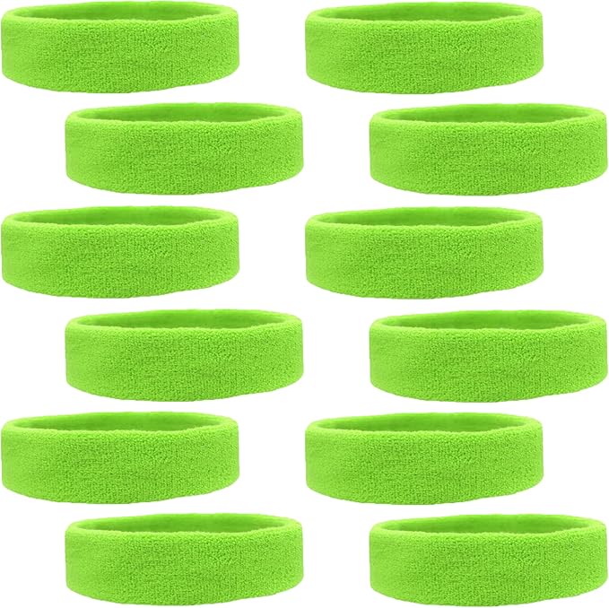 12 Sweatbands Cotton Sports Headbands Terry Cloth Moisture Wicking Athletic Basketball Headband by Kenz Laurenz