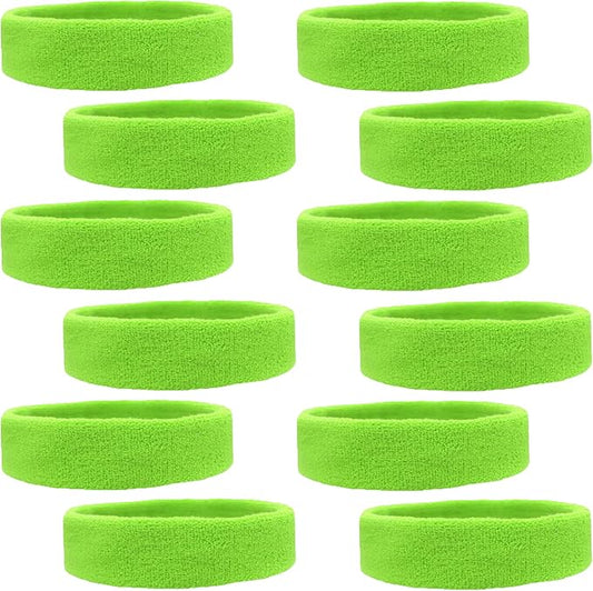 12 Sweatbands Cotton Sports Headbands Terry Cloth Moisture Wicking Athletic Basketball Headband by Kenz Laurenz